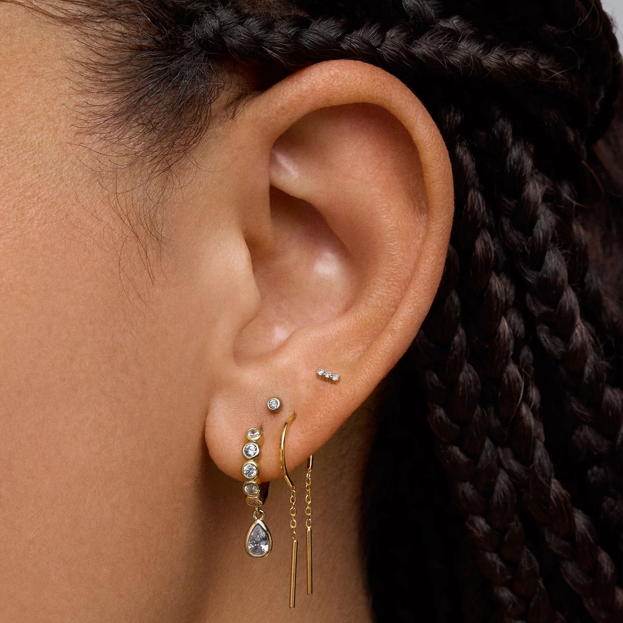 14k Lab Diamond Bezel Flat Back Stud - 2.5mm - Image 3