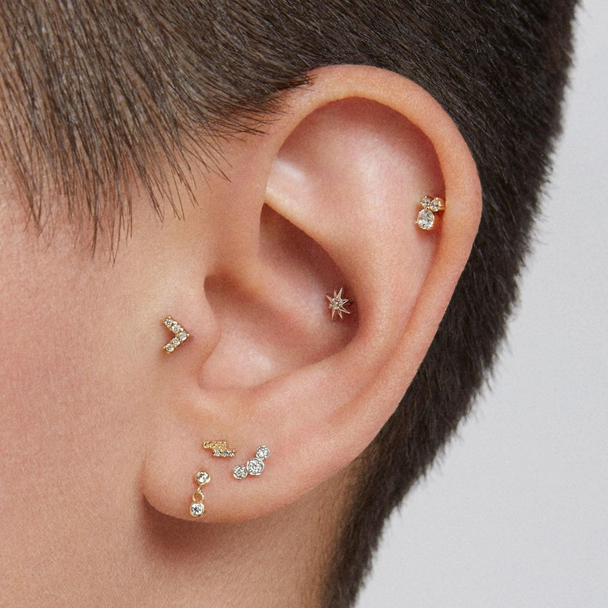 14k Flat Back Starburst Diamond Stud - Image 4