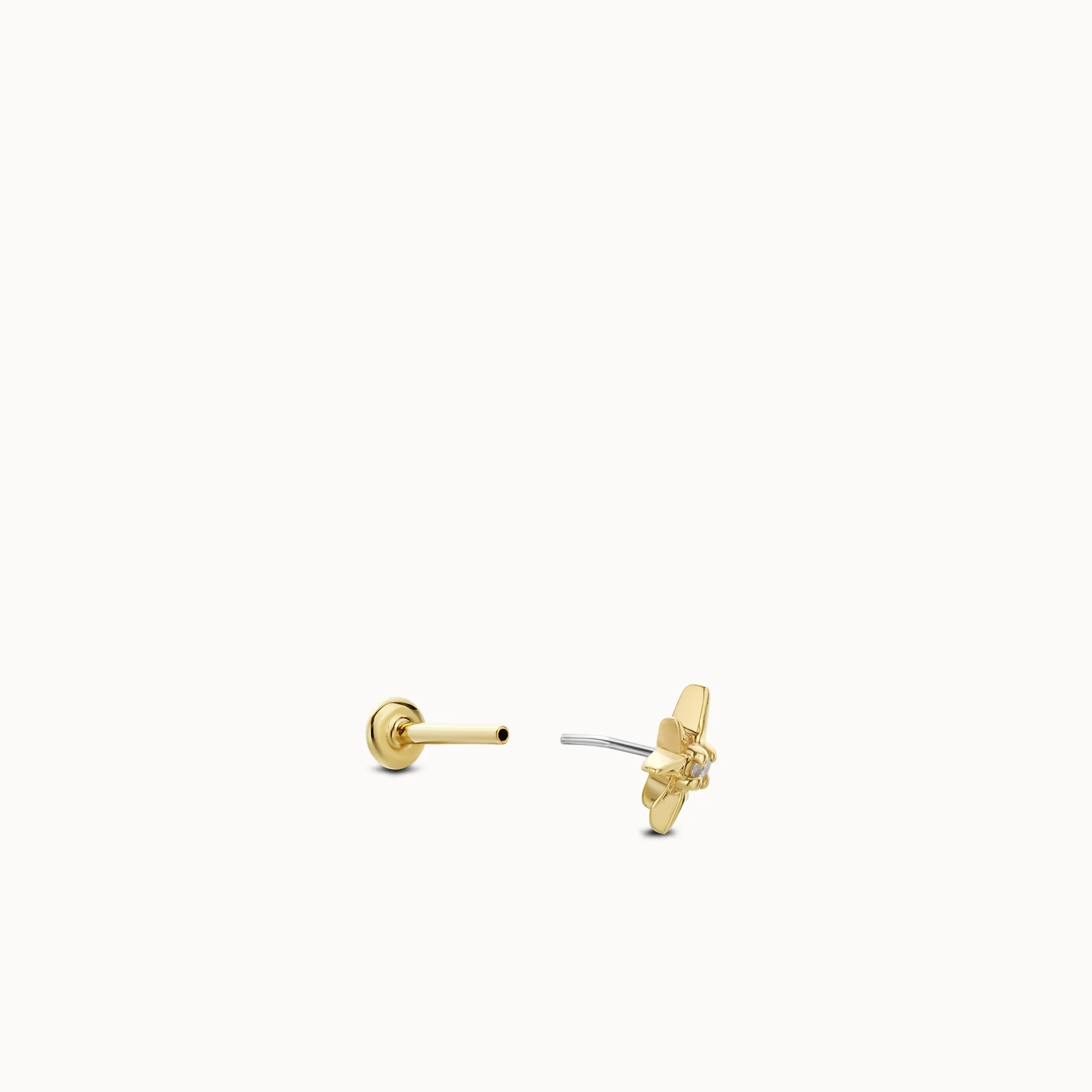 14k Flat Back Starburst Diamond Stud - Image 6