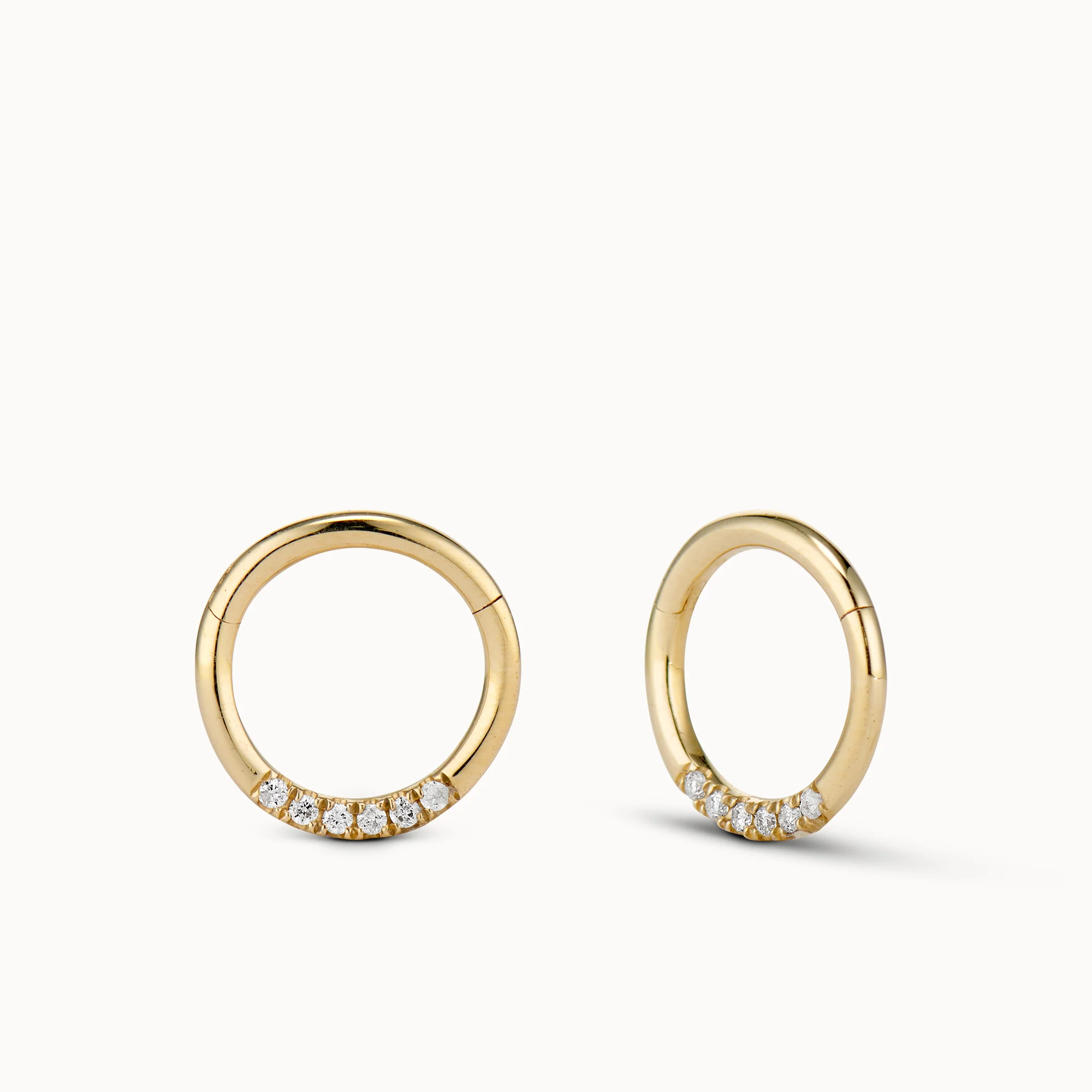 14k Half Diamond Clicker Hoop