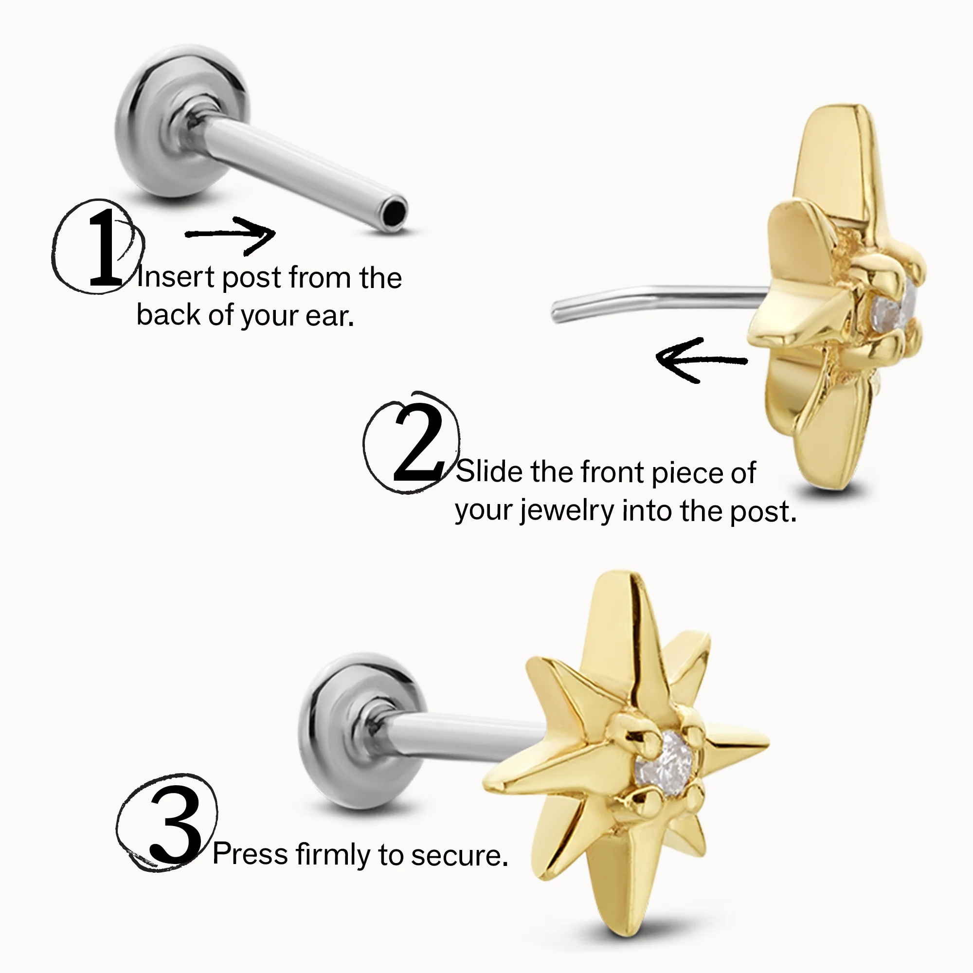 14k Lab Diamond Pear Cluster Flat Back Stud - Image 4