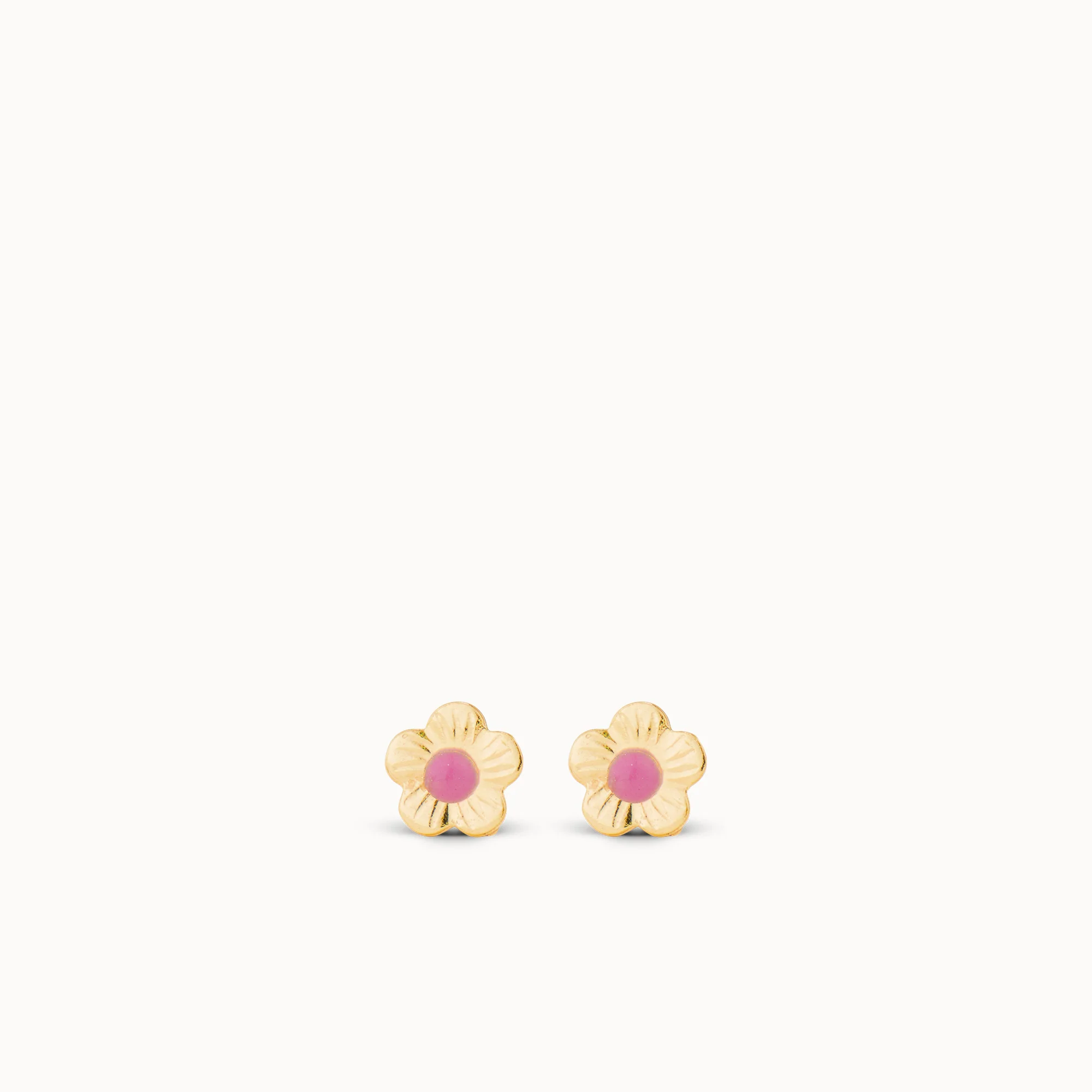 14k Pink Enamel Center Gold Flower