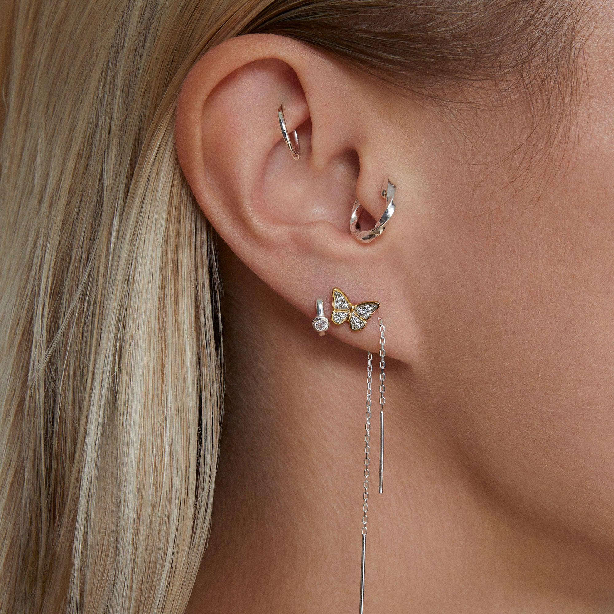 Bezel CZ Huggie Hoops - Image 3