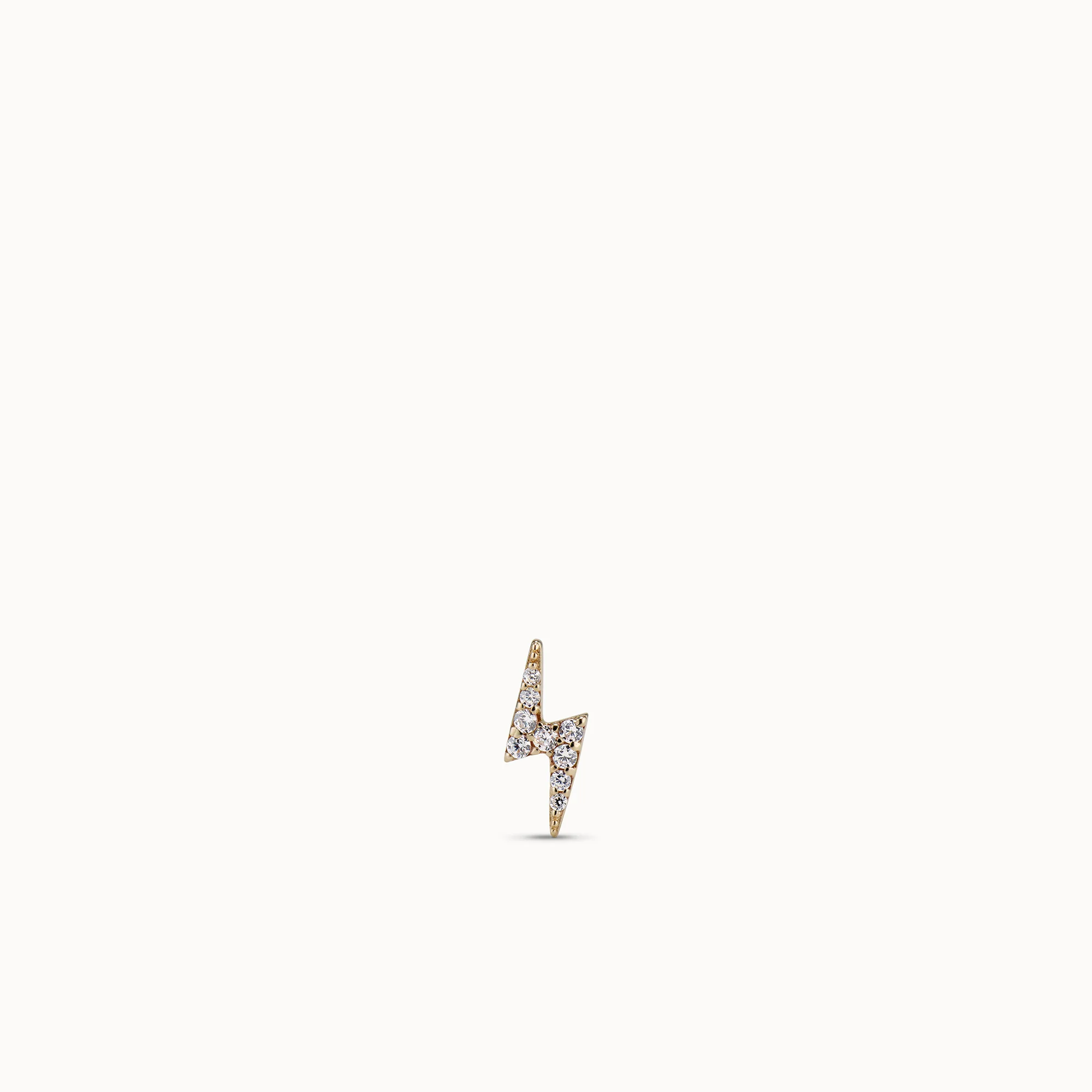 14k Gold Lightning Bolt CZ Flat Back Stud