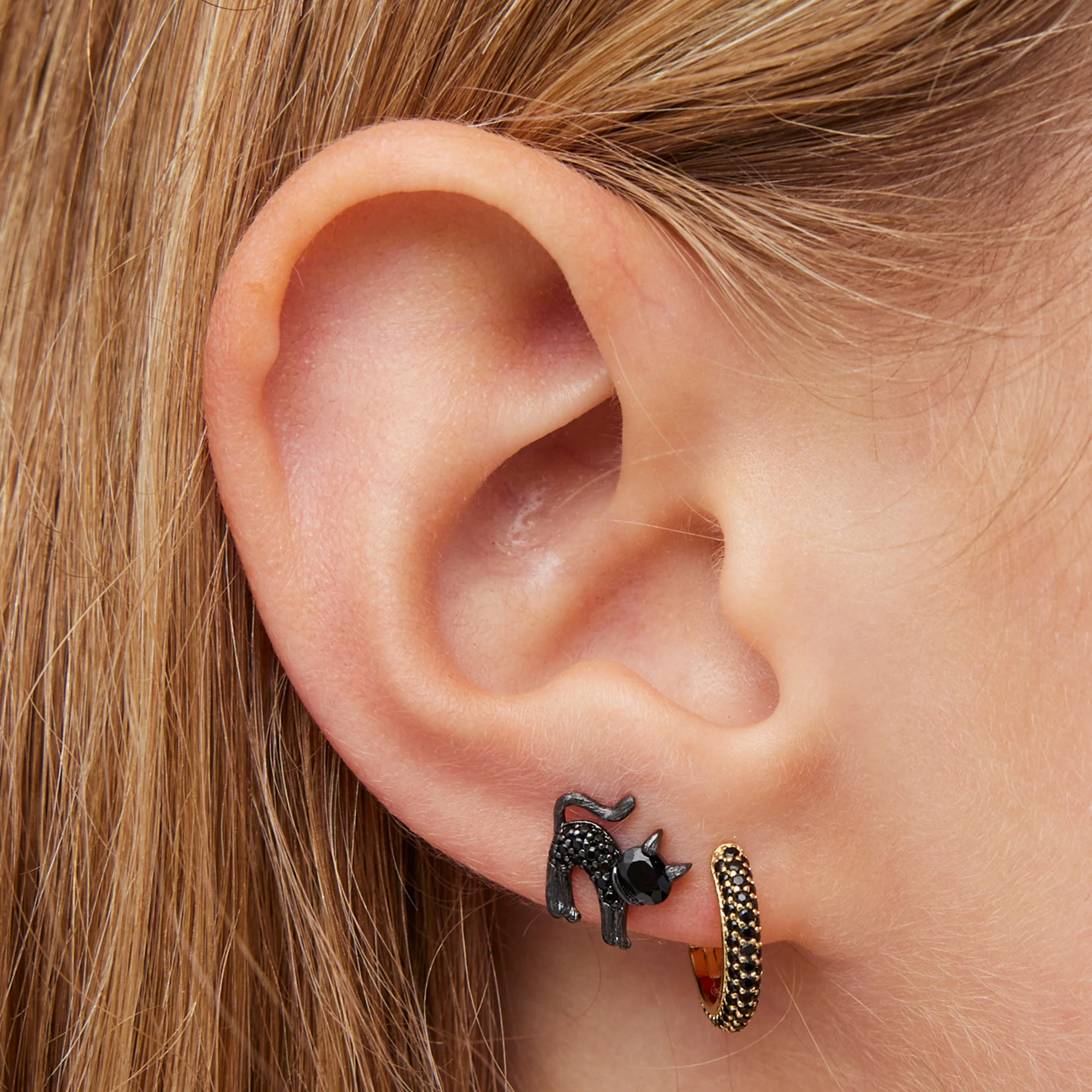 CZ Black Cat Studs - Image 2