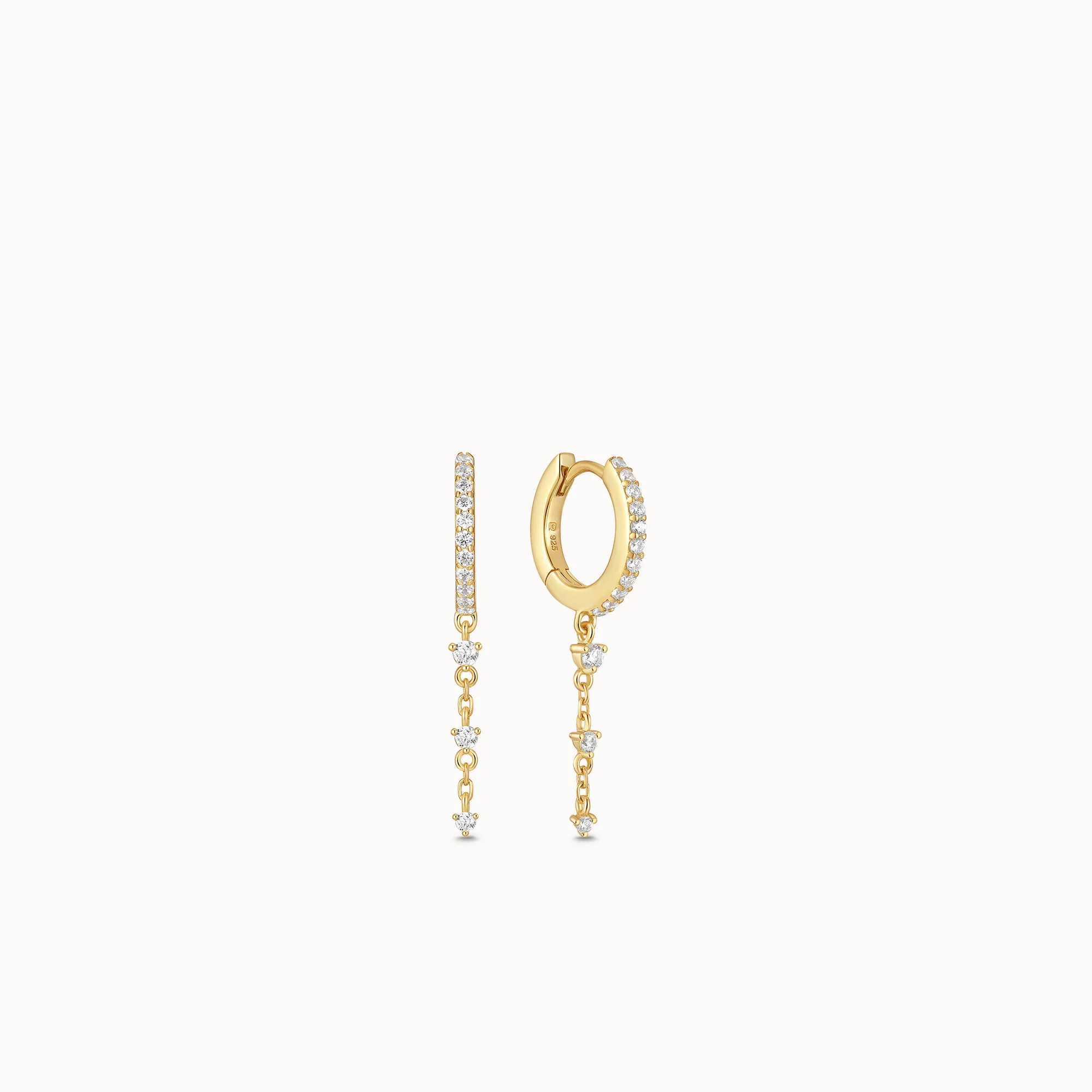 CZ Drop Chain Hoops