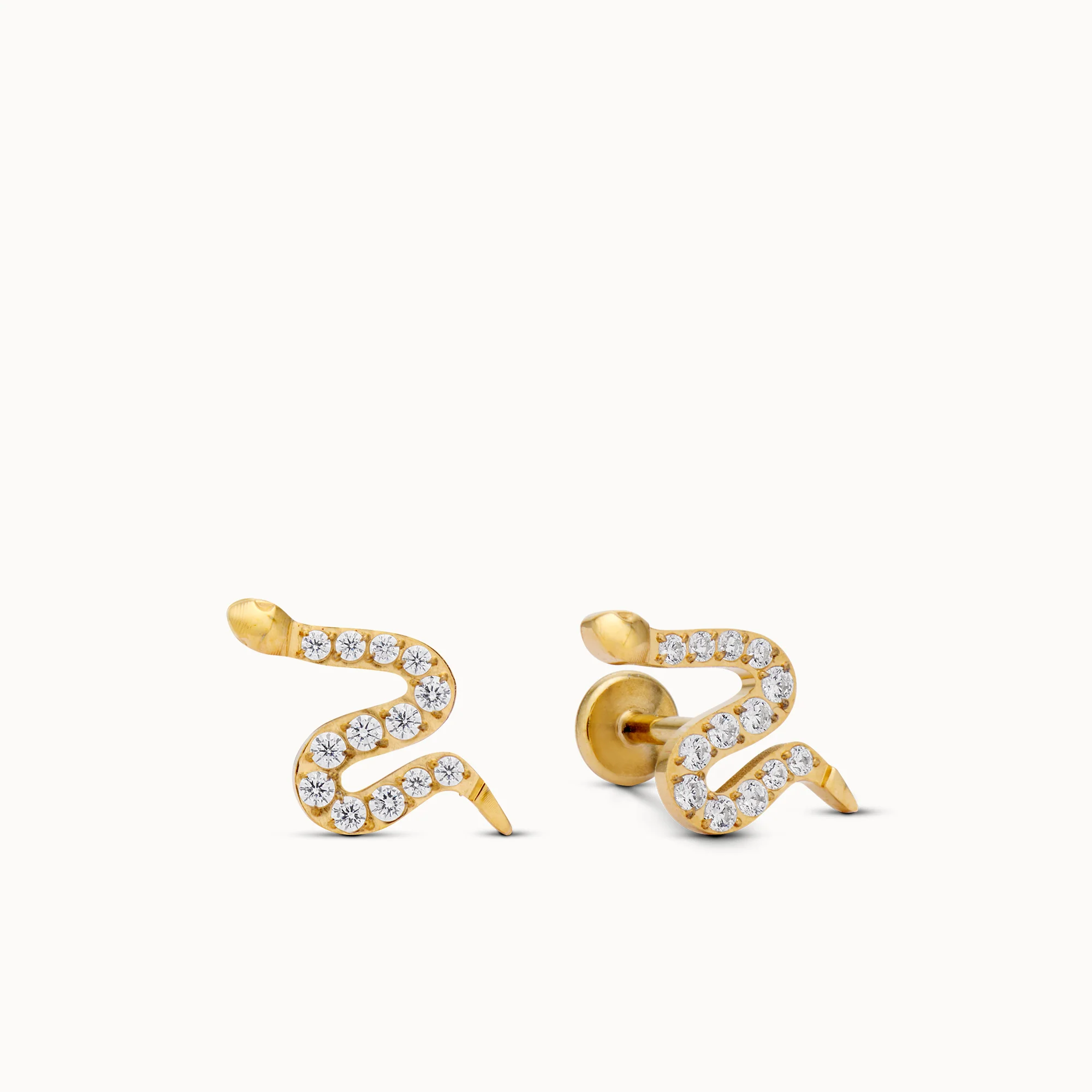 CZ Snake Flat Back Stud