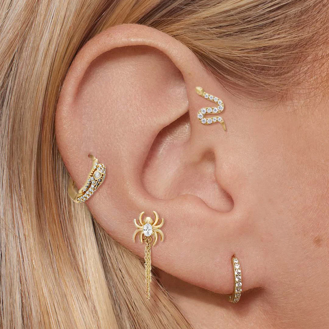 CZ Snake Flat Back Stud - Image 3