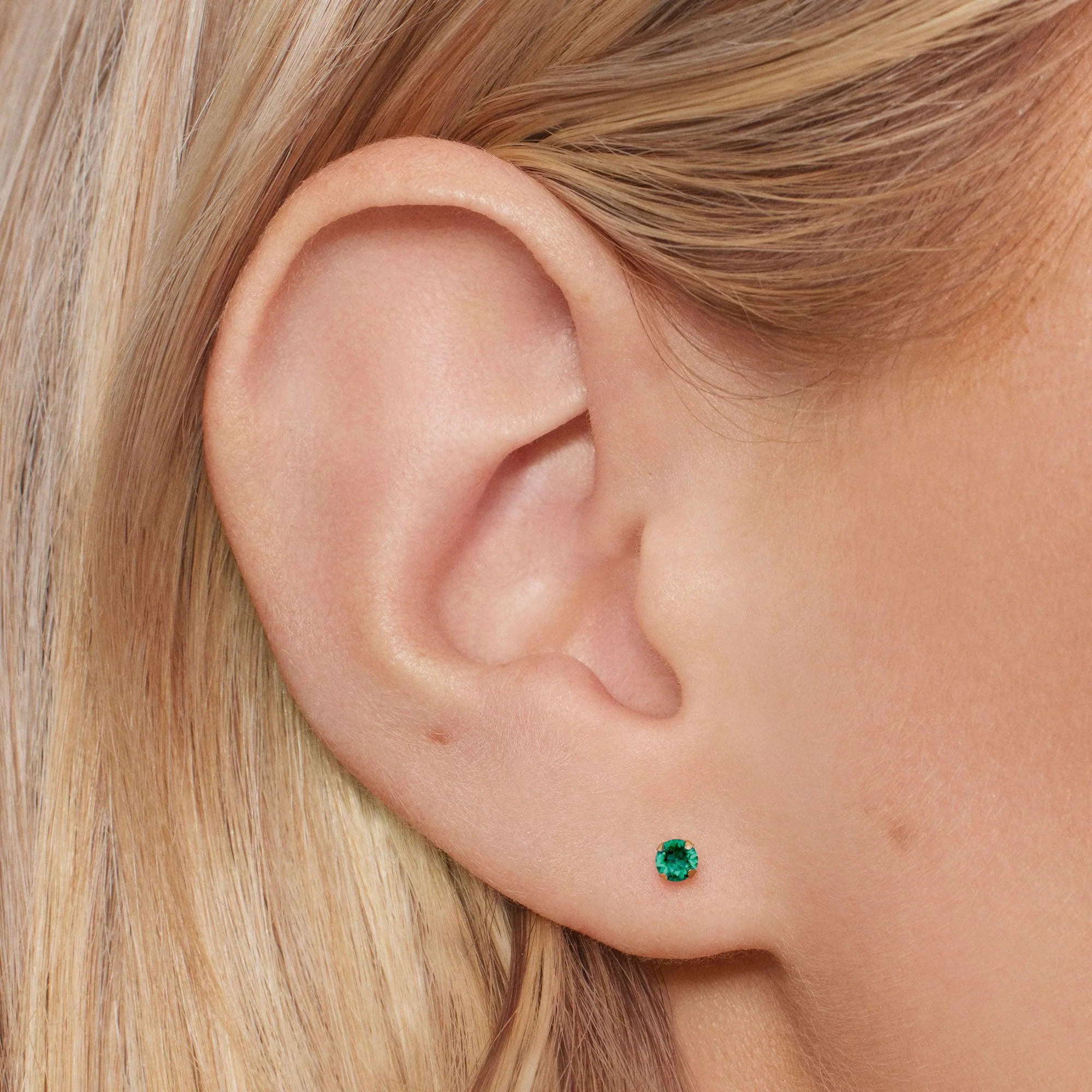 Emerald CZ Studs - 3mm - Image 2
