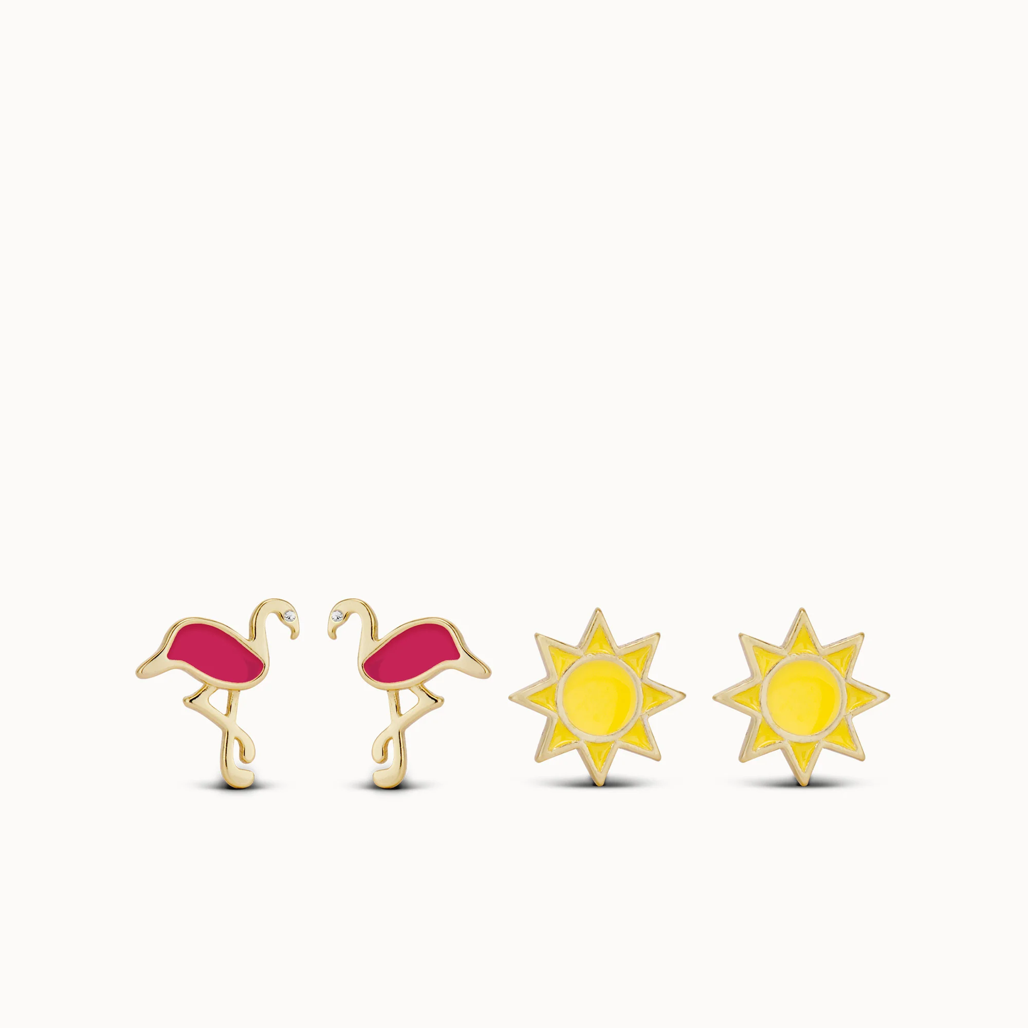Flamingo & Sun Studs Set