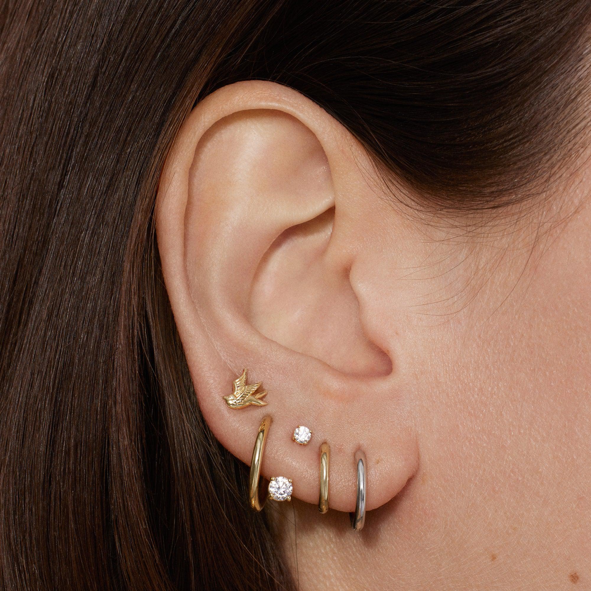 14k Plain Round Hoop 12mm - Image 3