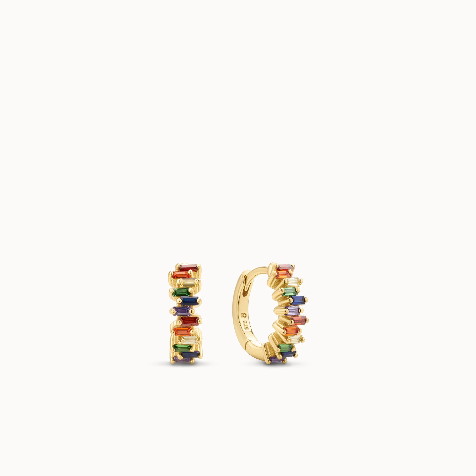 Rainbow Baguette CZ Huggies