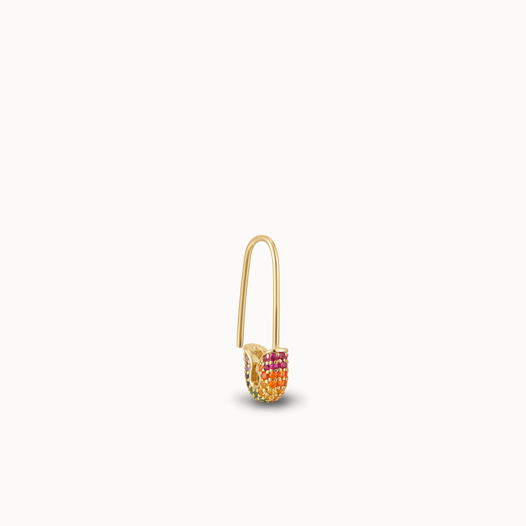 Rainbow Pavé Safety Pin Hoops - Image 3