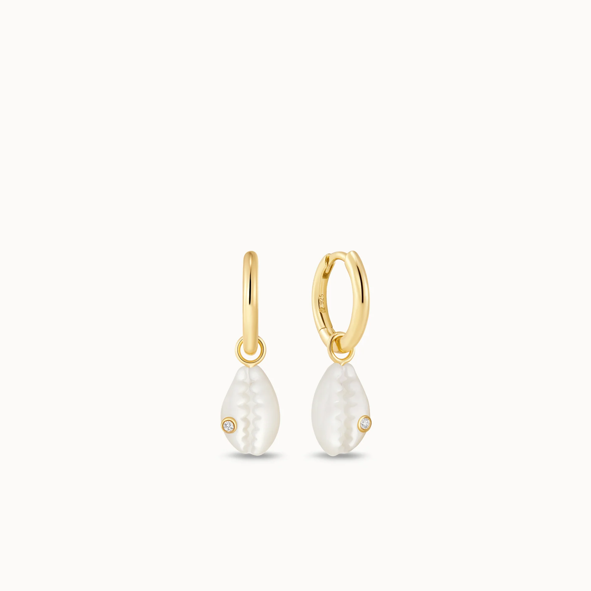 Shell CZ Charm Hoops