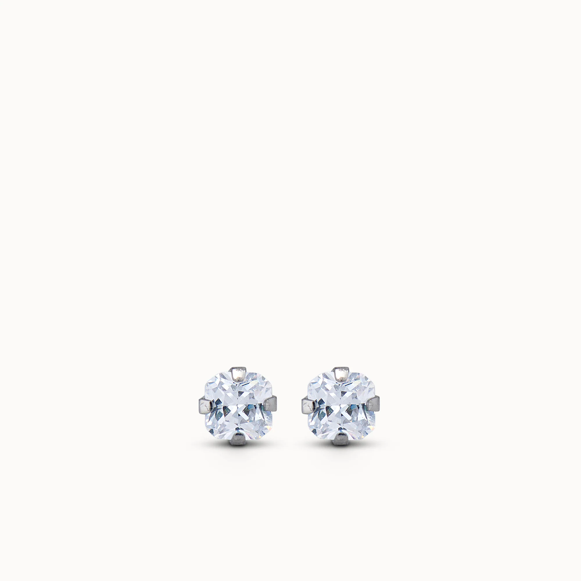 Stainless Steel 5mm Princess Cut CZ Studs
